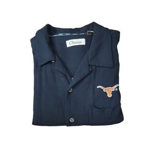 Chiliwear Black‎ Texas Longhorns Embroidered Button Up Shirt Men's Large Rayon